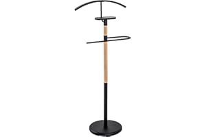 HAKU Möbel Men'S Valet Beech, Black, Solid Wood, Metal - Size: W 47 cm X H 112 cm X D 29 cm, Style: Modern