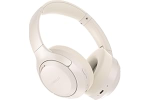 LORELEI QC60 Hybrid Active Noise Cancelling Headphones, Wireless Over Ear Bluetooth Headsets with Mic, 60H Playtime Foldable Lightweight, Deep Bass, Memory Earmuffs, for Travel Home Office (Beige