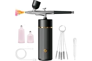YIKO Kit Aerographe, 36PSI pistolet à aérographe rechargeable portable sans fil avec compresseur pour Maquillage, décoration de gâteau, Coloration, Nail Art, Tatouage avec buse de 0,3 mm