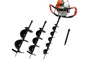 DSYOGX 52CC Excavation Machine 2-Stroke Petrol Earth Auger 2.4 HP Garden Drill Motor with 4 Inch 6 Inch 8 Inch Bits for Tree Plant Holes, Fence Posts, Greenhouse Stakes