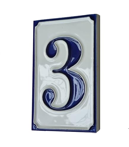 Numéro De Porte En Céramique Lavande – Chiffre 3 Élégant Et Décoratif 11x5,5 Cm Grenadine Boutique