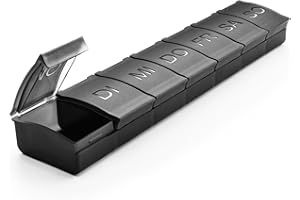 FHORAIN Tablettenbox 7 Tage, Großen Medikamentenbox Pillendose Deutsch, BPA-freier tragbarer Pillenbox für Fischöl, Medikamente, Vitamine,Nahrungsergänzungsmittel (Weiß-DE)