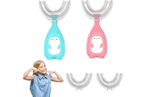 LE VECHTOO Spazzolino Bambini A Forma Di U Belli Denti 360 Gradi Ergonomico Lava Lavadenti Bambino Sorriso Sano Dentinale Healthy Smile Children Toothbrush Oral Care Bimbi Bimbo 1 Anno 2 3 4 Anni Silicone Shaped