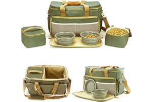 POSH POOCH Multi-Use Pet Outdoor Bag with Locking Zippers, Food & Accessory Bag for Dogs, Cats & Pets - Khaki Green