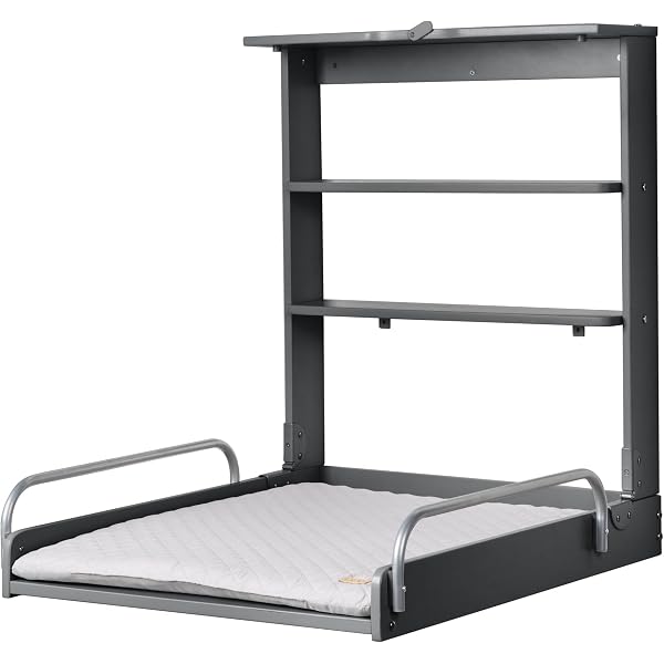 Table à Langer Murale Geuther Wicki - Repliable, Avec Matelas, Peu Encombrante, Blanc étoile - Jusqu'à 15 Kg