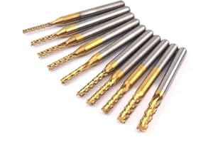 CBRIGHT 10 pezzi Frese CNC Router Bits, 1/8 "Shank Taglio Fresatura Strumento Incisione Cutter End Mill, 1.5-3.175mm Titanio Coat CNC Router Bit