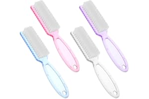 WLLHYF 4 Stück Nagelbürste mit Griff Weiche Borsten 4 Farben Maniküre-Werkzeug Scheuerbürsten-Set für Nägel und Zehen (Transparent + Blau + Lila + Rosa)