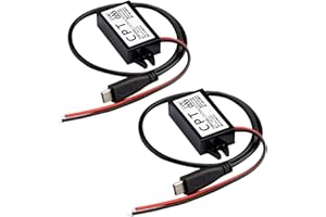 HEEMOL Adapter USB 12 V na USB, 12 V na 5 V, moduł konwertera DC Buck, 3 A, 15 W, DC na DC, adapter samochodowy 2 sztuki (typ C).