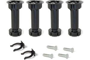 Emuca - Regulowane nogi do mebli kuchennych oraz łazienkowych, Zestaw 4 czarnych nóg wraz z akcesoriami do montażu, H 100mm