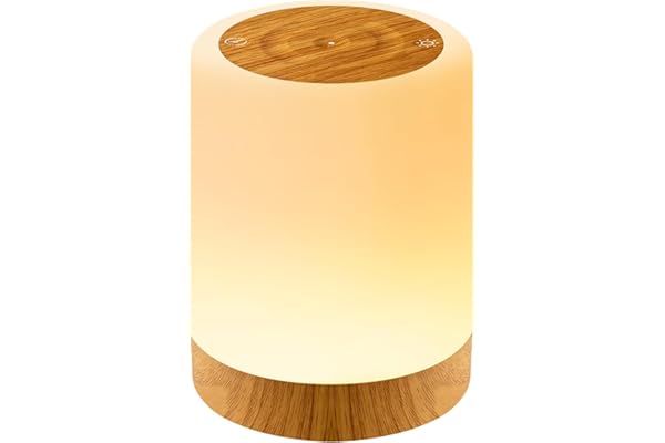 Auxmir Lámparas de Mesita de Noche, Recargable USB 3000mAh, Regulable con 256 Colores RGB y 5 Modos, Luz Nocturna LED Táctil con Temporizador, Inalámbrica para Dormitorio o Regalo, Marrón Claro