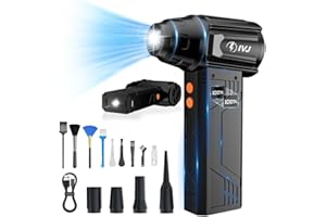 IVJ Soplador de Aire para Limpieza PC, Aire Comprimido Eléctrico,180 000 rpm con ajuste 4 velocidades Luz LED, Admite carga USB con una batería de 10 000 mAh,Portátil para Ordenador, Teclado, Coche