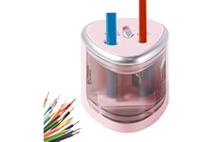 FUNMO Taille-crayon électrique pour enfants, avec batterie double trou, robuste, automatique, sans fil, avec grand récipient, pour la maison et le bureau