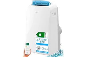 MIDEA Pingüino Aire Acondicionado Portátil 3 en 1 | 3000 Frigorías / 12000 BTU | Air conditioner Silencioso 43m2 - Deshumidificador Ventilador Climatizador 3500 W - 4 modalidades con kit de ventana