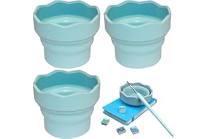 ADDLOTLOT 3 PCS Collapsible Paint Brush Washer Mini Foldable Silicone Watercolor Acrylic Oil Painting Silicone Washing Bucket Brush Holder Organizer Painting Water Cup for Watercolor Oil Painting