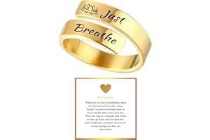 Aidenn Just Breathe Anxiety Rings for Women,Adjustable Heart Ring, Stainless Steel Spiral Wrap Healing Rings Encouragement Heart felt Gift
