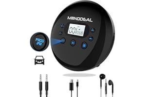 Monodeal Lecteur CD Portable avec émetteur FM, Connexion sans Fil aux Haut-parleurs de Voiture, Lecteur CD Portable Rechargeable, Walkman Lecteur CD pour Voiture et Usage Personnel