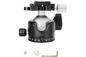 Akozon H46 Kulled, Lågprofilsstativkulled med 3 Låsknappar 46 Mm Panoramabas för DSLR-kamera, 12 Kg Lastkapacitet Aluminiumlegering, 1/4 Tums Snabbkopplingsplatta
