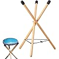 Trépied de support de handpan,Support de tambour de langue en acier et bois,Support de caisse claire réglable