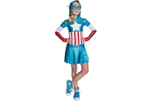 Rubie's Official Marvel Avengers Captain America Hoodie Dress Childs Costume, Kids Superhero Fancy Dress