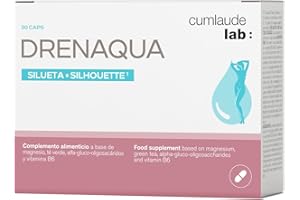 Cumlaude Lab - Drenaqua, Nahrungsergänzungsmittel zur Flüssigkeitsausscheidung, mit Grüntee-Extrakt, Kalium, Magnesium, Präbiotika und Vitamin B6, Gluten- und Laktosefrei, 30 Kapseln