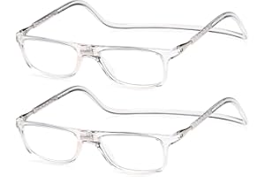 NEW VISION Lunettes 2 pack, Lunettes Loupe, Lunettes De Lecture Magnétique, Longueur RéGlable Lunette De Lecture Homme Femme, NV2904 (2transparent, 2, x)