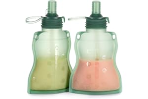 Haakaa Silikonowe torby na żywność dla niemowląt - wielokrotnego użytku torby ciśnieniowe dla niemowląt, miękka torba na żywność