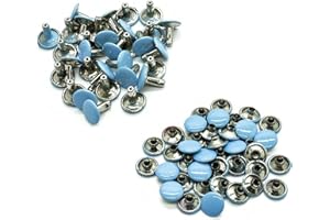 Trimming Shop Doble Tapa Remaches, Tubular Metal Tuercas para Ropa Reparación & Repuestos, Costura,Cuero Manualidades,Bricolaje Proyectos,10mm x 9mm, Azul, 100 Juegos