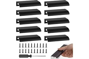 KARBAG 10Pack Concealed Kitchen Cupboard Handles, 64mm Hole Center Hidden Drawer Pulls Back Mount Finger Edge Pull Concealed Handles Invisible Door Knob for Wardrobe,Drawers(80mm Total Length)