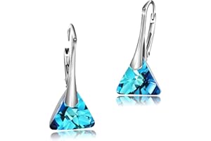 Chic Bijoux Kolczyki wiszące dla kobiet z dźwignią - wykonane ze srebra wysokiej próby 925 i oryginalnych kryształów - hipoalergiczne, prezent dla mamy, fioletowe/niebieskie/czarne