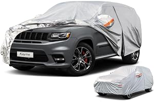 kayme 6 Layers SUV Car Cover Waterproof All Weather for Automobiles, Outdoor Full Size Cover Rain Sun UV Protection with Zipper Cotton, Universal Fit for SUV (191"-200")