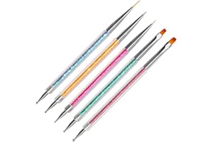 LANJUE 5 Pezzi Pennelli per unghie Gel, Penelli Unghie Acrigel Pennello Gel Ricostruzione Unghie, Pennelli Nail Art per UV Gel Disegno e Decorazioni