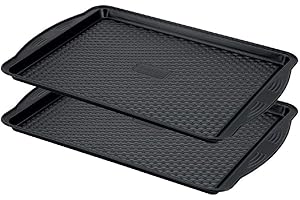 Prestige Aerolift Baking Trays for Oven Non Stick Set of 2 - Dishwasher Safe Oven Tray Set with Extra Large Handles, Durable Carbon Steel, L 43.5 cm W 30.3 cm H 2 cm Oven Trays