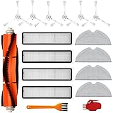 Kit d'accessoires pour pièces d'aspirateurs Dreame D9, Comprenant 1 Brosse Principale, 6 brosses latérales, 4 filtres, 4 Chif