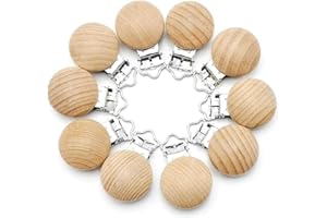 RUBY 10 clip per ciuccio, in legno, per bambini, per il fai da te, per il fai da te, per evitare che il ciuccio, per il fai da te