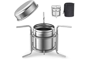 Lixada Fornello da Campeggio Fornello da Cucina in Acciaio Inossidabile Fornello da Esterno Pieghevole Mini fornello a Spirito Picnic BBQ Fornello