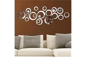 CULER 24pcs / Set 3D Circles Specchio Autoadesivo della Parete della Decorazione per la TV Sfondo Letto Porta Congelatore Decorazione Domestica acrilica Decor