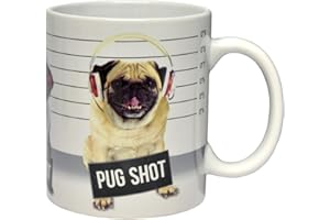 Fizz Creations – Taza con Foto de Perro Carlino y Texto en inglés «Pug Shot», Color Blanco