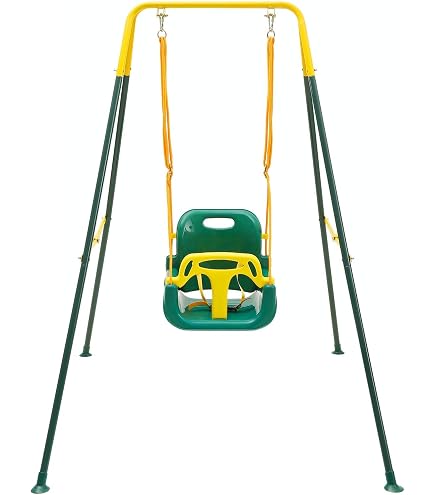 Altalena 3 In 1 Per Bambini - Per Interni Ed Esterni, Pieghevole, Da 6 Mesi A 10 Anni, Blu, In Metallo E Plastica