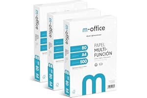 OFITURIA Paquete Folios A4 80gr, Paquete de 500 hojas, Papel Multifunción para Impresora Inkjet y Láser, Hojas A4 210 x 297 mm Ideales para la Oficina como para el Hogar · m-office (1500 hojas)