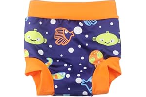 BabyPreg Baby Kind Schwimmen Briefs Abdeckung Windel mit hohen Taille Bauchschutz Badeshorts (Blau (Fisch),3-5 Jahre)
