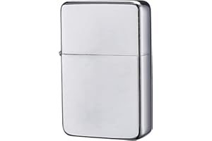 CHAMP Satynowa zapalniczka burzowa, szczotkowana chromowana, wysokiej jakości, kompaktowa (5,8 x 4 x 1,3 cm), do wielokrotnego napełniania, wiatroodporna zapalniczka, kompatybilna z paliwem Zippo,