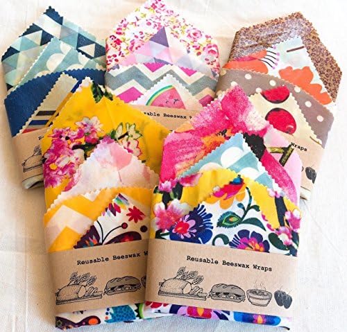 XXL Set Of 4 100% Natural Beeswax Food Wraps , lucky dip fabric, Zero waste, eco