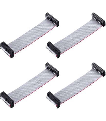 QUARKZMAN Lot De 4 Câbles Ruban Plat IDC 20 Broches - Pas 2.54mm, Largeur 25mm, Longueur 10cm, FC à FC Pour PC Et Écrans LED