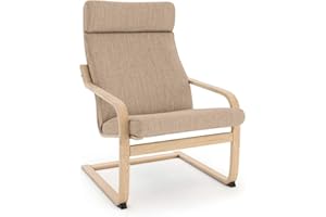 Vinylla Armchair Replacement Cover Made for Ikea Poang Chair (Cushion Design 3, Polyester - Light Khaki)