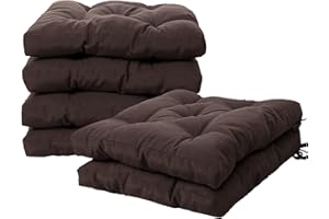 VISTE TU HOGAR Pack 6 Coussins de Chaise, 45x45x5 CM, Effet tridimensionnel, 100% Polyester, idéal pour Salle à Manger, terrasse, Salon et Restaurant, Couleur Marron café, fabriqué en Espagne