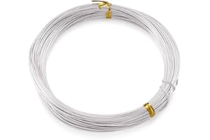 PH PANDAHALL PandaHall - Alambre de aluminio de 32,8 pies, flexible, 0,8 mm/calibre 20, alambre artístico de abalorios de metal para la fabricación de joyas florales (plata)