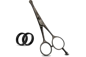 WISH BEAUTY,THE ROYAL ELEGANCE wishbeauty Hairdressing Scissors Kids Safety Round Tips and Curved Hair Scissors Children Haircut Scissors Hair Trimming Scissors Professional Salon Barber Scissors Baby (Black 4.5" Scissors)