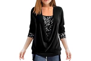 Saxrel Blouses for Women UK Plus Size Black Sparkly Tops Ladies Sparkly Jumpers Sequin Blouse Solid Wlwgant V Neck Tops Sequin Jumpers Long Shirts UK Glitter Top A99 Army Green