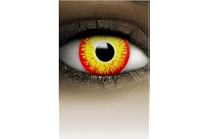 FXCONTACTS Lentes de contacto de colores para disfraces de Halloween y carnaval 2 uds 1 par lentes suaves desechables sin graduación – HORROR CLOWN AMARILLO ROJO