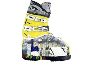 MUYU CRAFT Imán para nevera con diseño de botas de esquí de Andorra para decoración de frigorífico, pegatina magnética pintada a mano